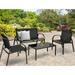 Tcbosik 4 Pcs Patio Furniture Set Outdoor Garden Patio Conversation Sets Poolside Lawn Chairs With Glass Coffee Table (Black)