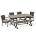 GDF Studio Omari Outdoor 6 Piece Aluminum Dining Set With Water Resistant Cushions Gray