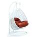 Double Hanging Egg Swing Chair in White and Dark Orange