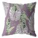 HomeRoots 412636 16 in. Tropical Leaf Indoor & Outdoor Throw Pillow Light Green White & Purple