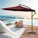 SERWALL 10ft Offset Hanging Outdoor Cantilever Patio Umbrella for Garden Red