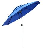 Outsunny 9FT 3 Tiers Patio Umbrella Outdoor Market Umbrella with Crank Push Button Tilt for Deck Backyard and Lawn Dark Blue