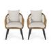 GDF Studio Achill Outdoor Wicker Club Chairs with Cushions Set of 2 Light Brown Beige and Black