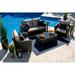 Bari 4-Piece Resin Wicker Outdoor Patio Furniture Conversation Loveseat Set in Espresso Brown with Loveseat Two Armchairs and Coffee Table