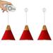 FSLiving Remote Control Pendant Light 3 Lights J-Type Track Pendant Lamps Scandinavian Style Pendant Lights for Kitchen Hanging Lamp Modern Wood and Aluminium Light Customizable - Red