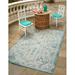 Unique Loom Coba Indoor/Outdoor Aztec Rug Teal/Ivory 10 x 14 1 Rectangle Border Tribal Perfect For Patio Deck Garage Entryway