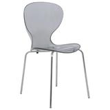 LeisureMod Modern Oyster Transparent Black Dining Side Chair