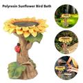 Fyeme Polyresin Bird Bath Feeders Bowl Sunflower Bird Bath Statue Garden Ornament with Ladybug Outdoor Yard Lawn Decoration Resin Garden Ornaments Cartoon Sunflower Yard Decoration Statue Handcraft