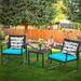 Discussion Set Black Wicker Furniture-Two Chairs with Glass Coffee Table Outdoor 3-Piece