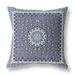 HomeRoots 414673 26 in. Slate Blue Holy Floral Indoor & Outdoor Throw Pillow Indigo & Light Blue