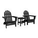 DuroGreen Adirondack Chair Set Made with All-Weather Tangentwood 2 Chairs 1 Side Table Oversized High End Patio Furniture for Porch Lawn or Deck No Maintenance USA Made Black