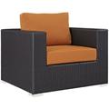 Modern Contemporary Urban Design Outdoor Patio Balcony Lounge Chair Orange Rattan