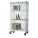 24 Deep x 60 Wide x 69 High Mobile Chrome Security Cage with 2 Interior Shelves