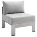 Modway Shore 23.5 Fabric Outdoor Patio Armless Chair in Silver Gray