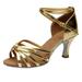 Girl Latin Dance Shoes Med-Heels Satin Shoes Party Tango Salsa Dance Shoes