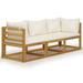 Andoer 3-Seater Garden Sofa with Cushion Cream Solid Acacia Wood