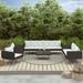 Anself 5 Piece Patio Lounge Set with Cushions 2-Seater Sofa 3-Seater Sofa 2 Single Sofas Coffee Table Conversation Set Poly Rattan Outdoor Sectional Set for Garden Balcony Yard Deck