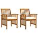 Carevas Patio Dining Chairs 2 pcs with Cushions Solid Acacia Wood