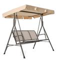 3 Person Outdoor Patio Swing with Adjustable Canopy Steel Frame Seats Swing Chair Sunshade Swing for Patio Garden Poolside Balcony Beige