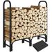 Yaheetech 4ft Firewood Rack for Outdoor with Cover Black