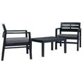 Anself 3 Piece Patio Lounge Set with Cushions 2 Armchairs and Table Conversation Set Plastic Outdoor Sectional Sofa Set for Garden Balcony Yard Deck
