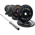 IFAST Home Gym Olympic Weight Set with 7Ft Olympic Barbell Bar Bumper Plates Set 700 LB Weight Capacity Bar with 2â€� Shaft