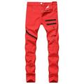 Pants for Men s Jeans Newly Slim Ripped Hip-hop Stretch Denim Cargo Pants Motorcycle Capri Trouse Pencil Pants