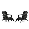 Westin Outdoor HDPE Plastic 4 PC Adirondack Fire Pit Chairs with Ottomans - Black (Set of 4)