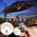 GRNSHTS Patio Umbrella Lights with Remote Control Outdoor Home Christmas Decor 8 Brightness Modes 104 LEDs Umbrella Pole Light Waterproof 3AA Battery Operated Parasol String Lights for Camping Tents
