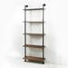 ATT Industrial Pipe Shelf Wall Shelf Rustic Wood with Black Iron Pipe 5 Tier