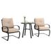 Sophia&William 3-Piece Outdoor Bistro Set Patio C-Spring Chairs and Side Round Table Set Beige