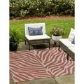 Unique Loom Tsavo Indoor/Outdoor Safari Rug Rust Red/Ivory 10 Square Animal Print Contemporary Perfect For Patio Deck Garage Entryway