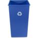 Rubbermaid Commercial 50-Gallon Square Recycling Container - 50 gal Capacity - Square - Weather Resistant Easy to Clean Compact - 34.3 Height x 19.5 Width x 19.5 Depth - Resin - Blue - 1 Each