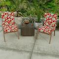 Jordan Manufacturing 21 x 44 Red Floral Outdoor Chair Cushion with Ties and Loop