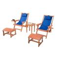 W Unlimited Romantic 5-piece Wood and Canvas Adirondack Furniture Set in Walnut