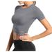 Women Crop Tops Tummy Cross Short Sleeve Sport Shirt For Yoga Juniors Graphic Tops Compression Shirt Long Sleeve Short Sleeve Shirts Women Women Active Wear Tops Raglan T Shirt Women Polyester Womens