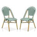 Furniture of America Acti Aluminum Patio Dining Chair in Green (Set of 2)