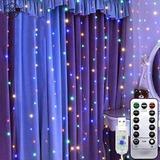 Luxtrada Window Curtain Fairy Lights 300 LED 8 Modes USB String Hanging Wall Lights with Remote for Home Garden Wedding Outdoor Indoor Decoration Xmas Gift (Multicolor)