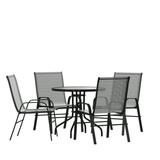 Flash Furniture Brazos Series 5-Piece Steel Glass Patio Table and Chair Set Gray