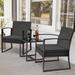 Devoko 3 Pieces Outdoor Plastic Bistro Set Patio Conversation Set with Cushion and Table Black