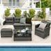 Gymax 4PCS Rattan Patio Conversation Furniture Set Outdoor Sectional Sofa Set