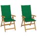Suzicca Patio Chairs 2 pcs with Green Cushions Solid Teak Wood
