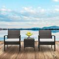 Winado 3 Piece Outdoor Rattan Conversation Chat Set Wicker Chat Set w/ Table and 2 Chairs Rattan Bistro Set for Outdoors