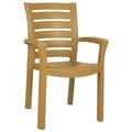 35.5 Brown Resin Solid Stackable Weather Resistant Dining Arm Chair