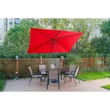CozyHom 10*6.5 ft Outdoor Patio Rectangle Beach Umbrella with Stand Square Pool Sun Shade with Tilt and Crank 6 Sturdy Rib Deck/Lawn Market Aluminium Umbrella Red