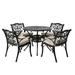 Glitzhome Durable Cast Aluminium Bistro Dining Set Patio Dining Chairs and Table Set of 5