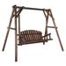 Ktaxon Outdoor Wooden Porch Swing Glider with Stand Hanging Swing 2 Seater Carbonized 67