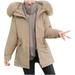 yoeyez Jean Jacket Women Rain Jackets Waterproof Womens Warm Long Coat Hoodies Collar Jacket Slim Winter Parkas Outwear Coats Abrigo Chaqueta Blazer Jackets for Women