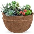 Manunclaims 2 Packs Hanging Basket Coco Liners Replacement 100% Natural Round Coconut Coco Fiber Planter Flower Pot Basket Liners for Hanging Basket Flowers/Vegetables