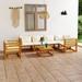 vidaXL 7 Piece Patio Lounge Set with Cushion Cream Solid Acacia Wood